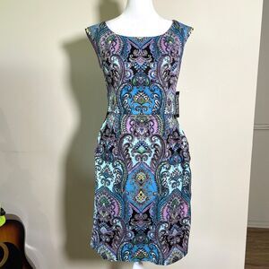 New York & Company Womens Dress Size 8 Multicolor Paisley Sleeveless Stretch NWT